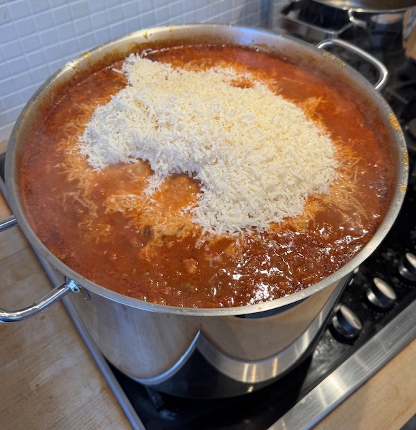 A massive vat of Bolognaise sauce