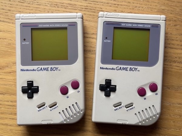 Two Game Boy consoles after refurbishment