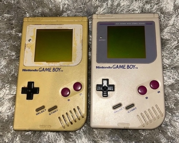 Two Game Boy consoles before refurbishment